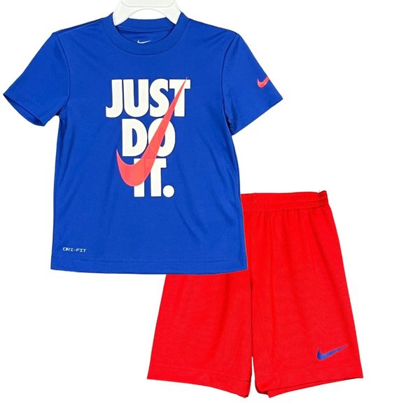 Nike Other - Nike Boys Sporty Logo Just Do it T-Shirt & Shorts Outfit Set Size 4 Blue/Red